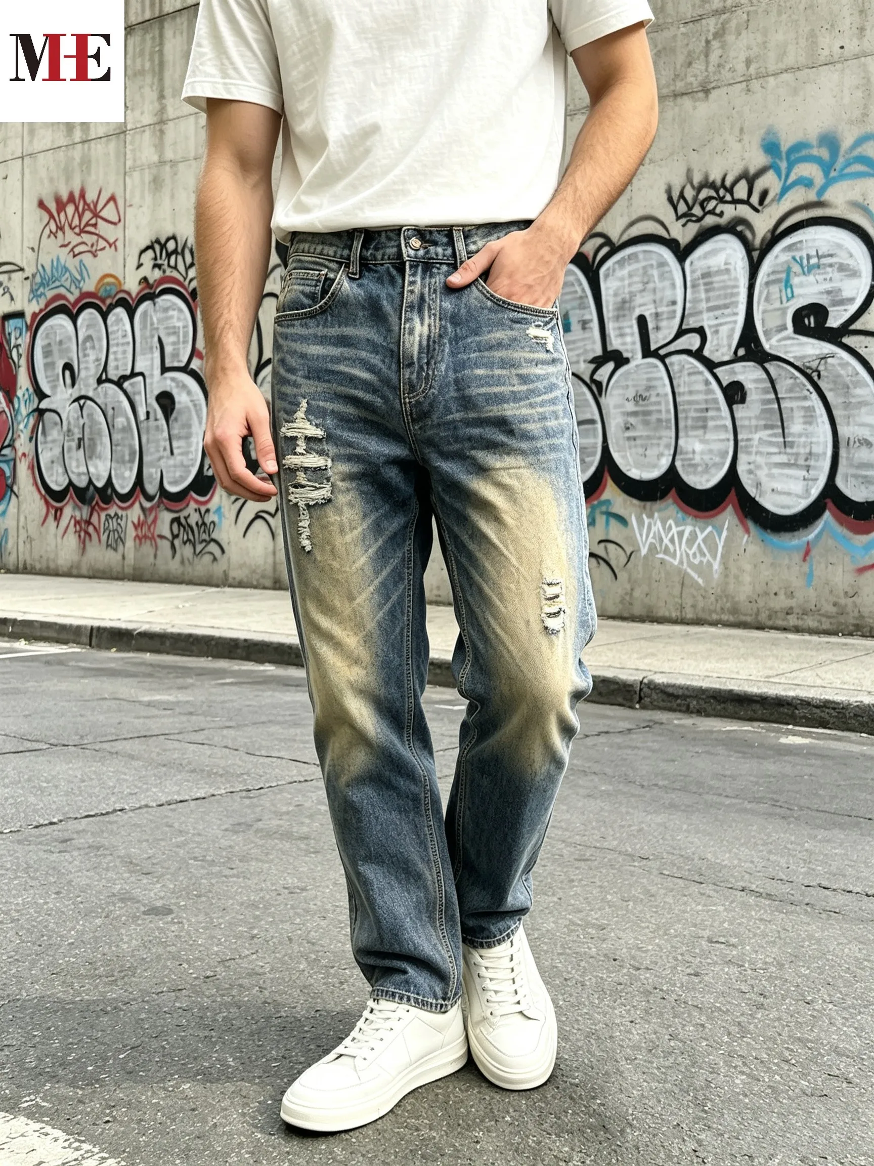 Men's Straight‑Leg With Back Elastic Waist Jeans - Image 6
