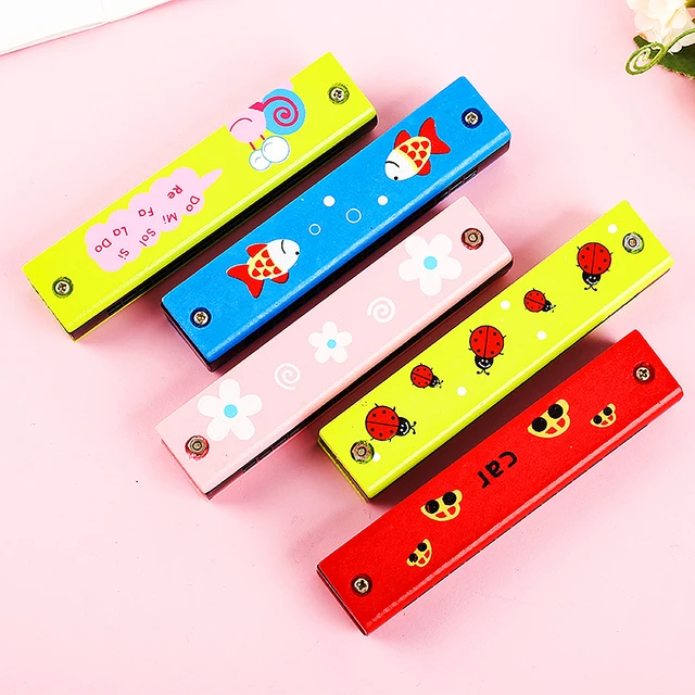 HARMONICA EN BOIS Portable Pour Enfants Instrument Vent Musical Motifs