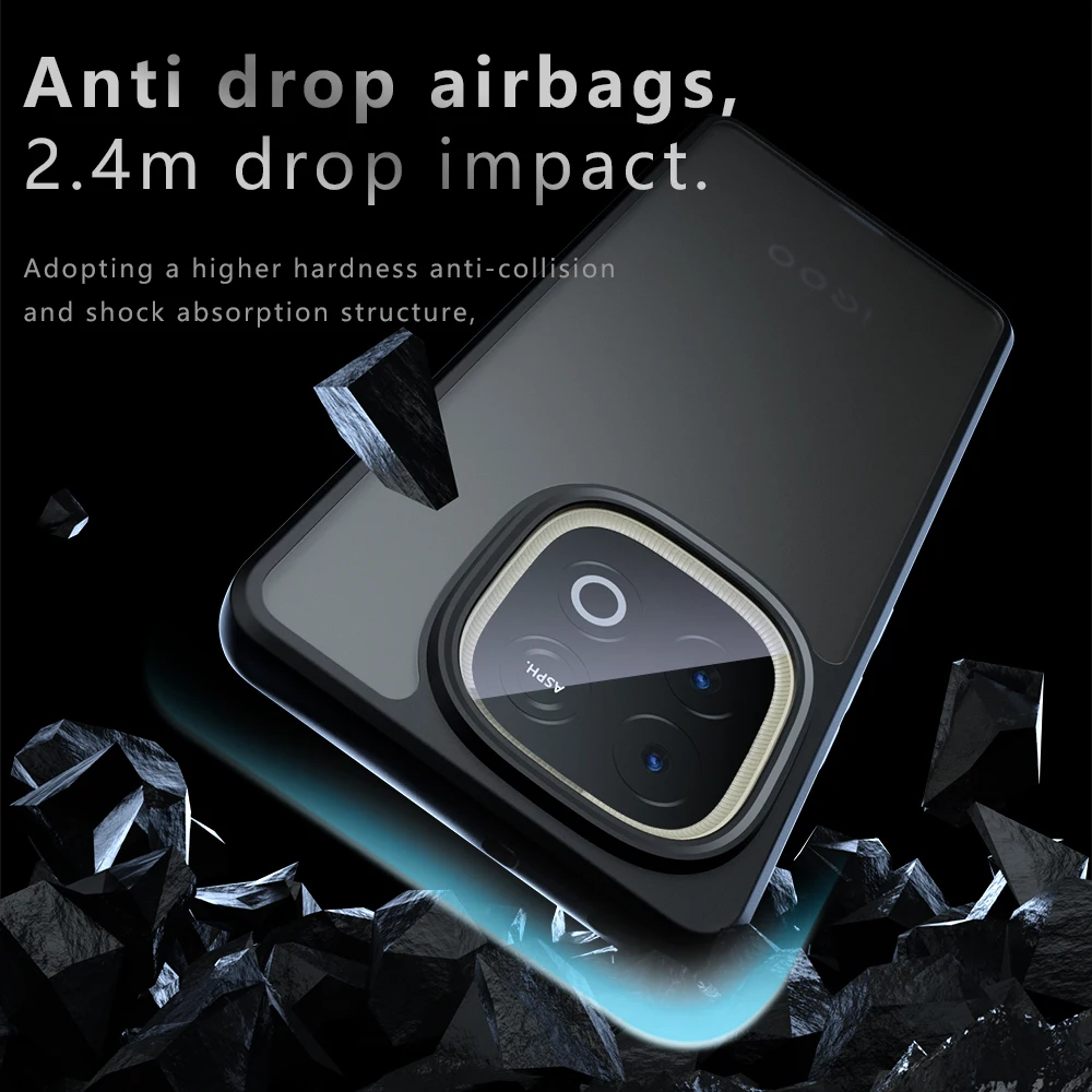 Shockproof Frosted Matte Phone Case with Translucent Hard Plastic Back
