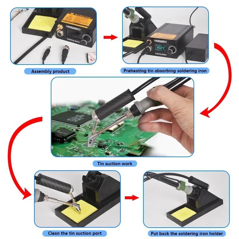 T12A Suction Tin Gun Desoldering Station Hot Air Gun Soldering Iron Suction Pen Intelligent STM 32 Soldering Station 6
