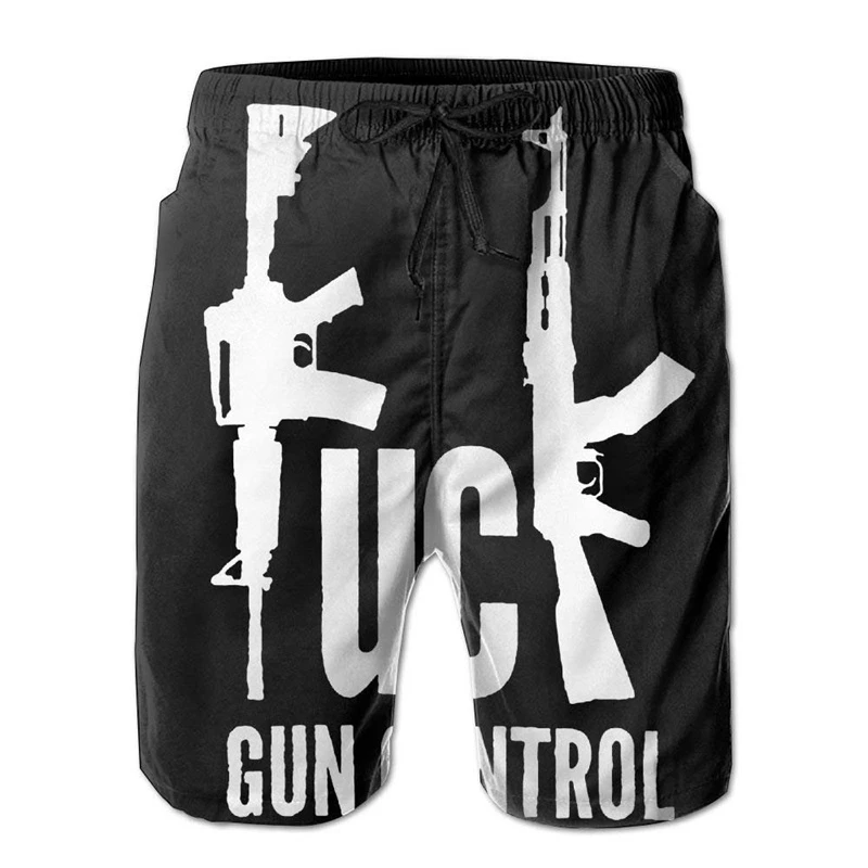 3d Printed Flag Shorts For Men Gun Design Quick Dry Beach Shorts Cool Skull Casual Summer Running Sports Clothes Short Trousers 2