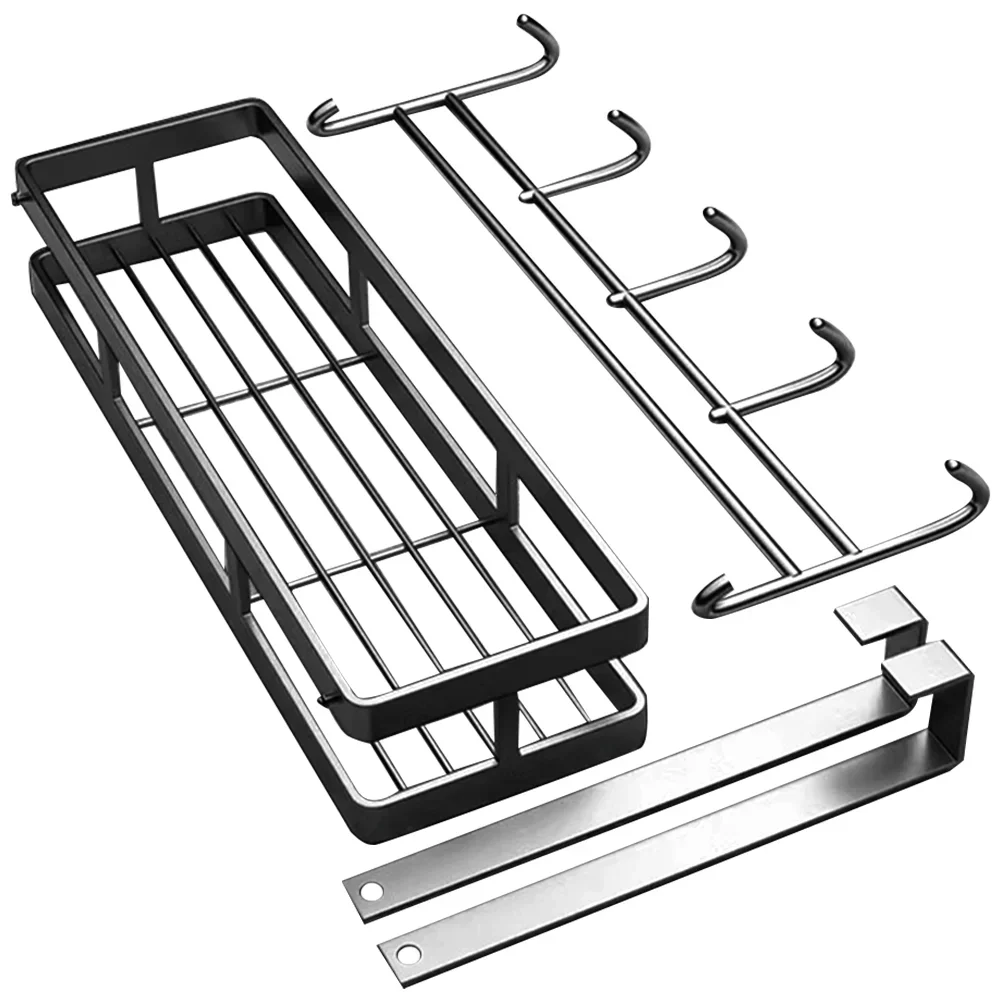 Over Door Hangers Detachable Installation-free Storage Rack Multifunctional High Carbon Steel Hook Clothes Shelf Basket