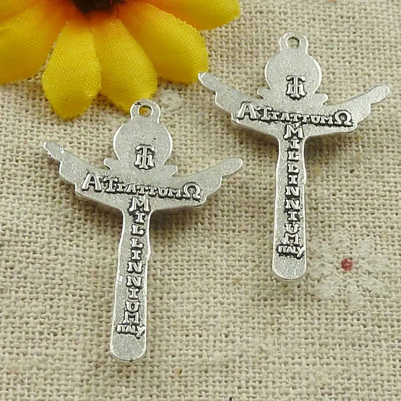 111 Stück tibetisches Silber Jesus Kreuz Charms Anhänger Schmuck finden Handwerk 34 x 24 mm C4615 – Detail 2