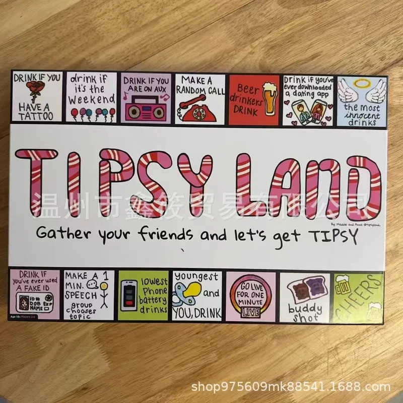 Tipsy Land Drinking Game Board - Fun Social Entertainment for Parties Suitable for Friends