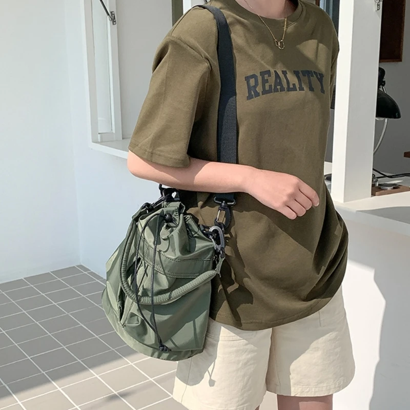 Fashion Casual Drawstring Bag for Women Crossbody Bag Bucket Shaped Shoulder Bag