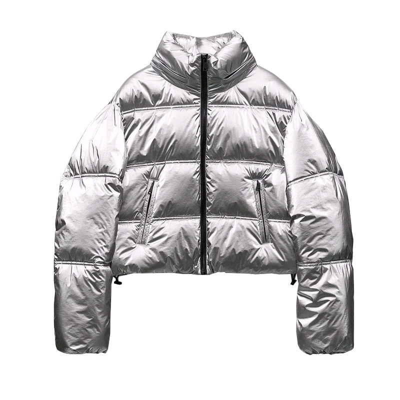 

Silver Glossy Parka Snow Coat Women's 2024 Fashion Thicken Winter Loose Jacket Female Windproof Rainproof Warm Parka Outwear