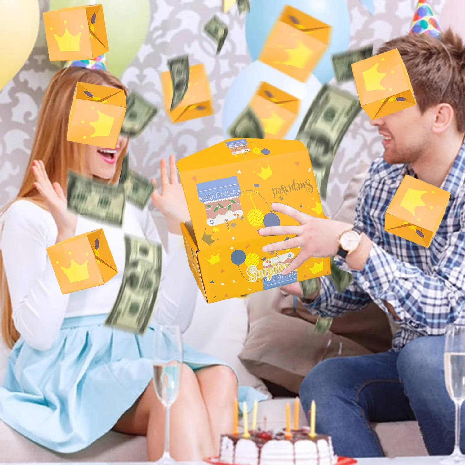 Corrugated Gift Box Set – Includes 6 folding jumping boxes, 1 outer gift box, and 1 gif... - SKU CGB20515 - UGI Packaging