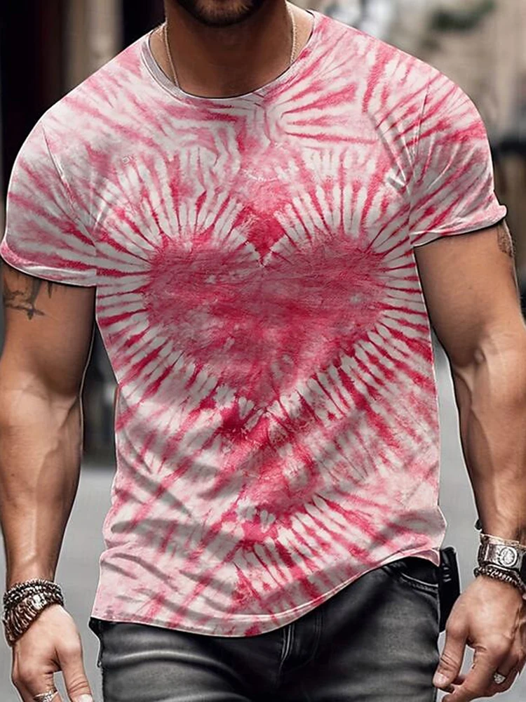 

2024 New Summer Men's Street Casual T-Shirt Outdoor Daily Loose Comfortable Crewneck T-Shirt Fashion Printed Short-Sleeved Tops