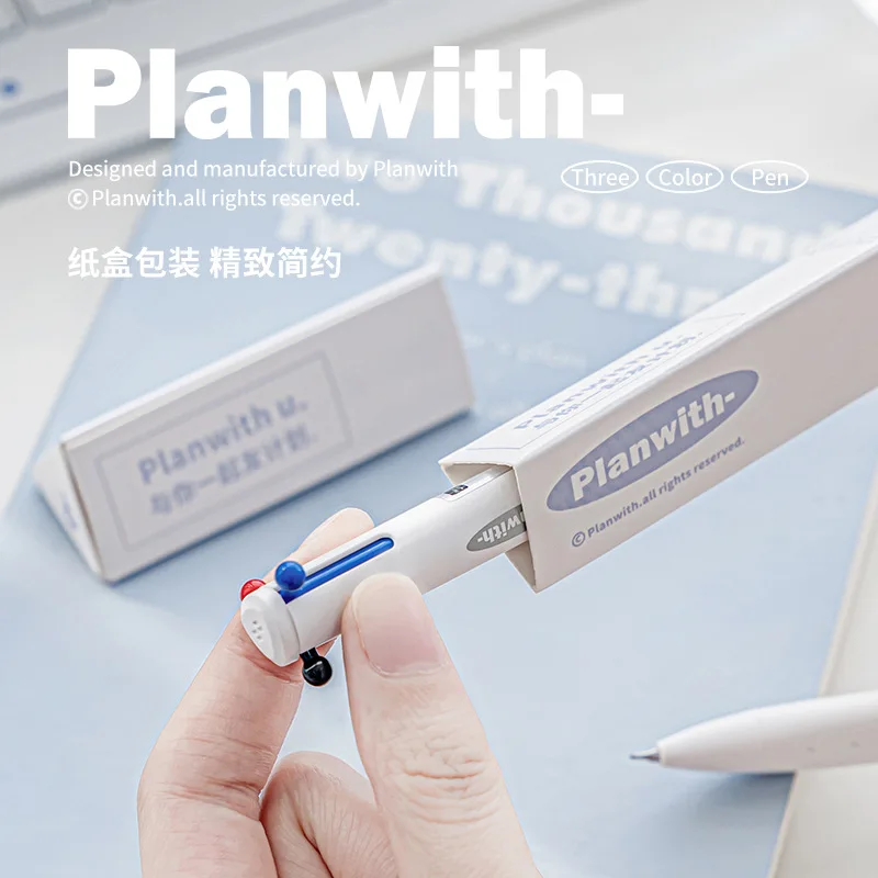 Planwith 1pcs Triangular Multi Color Pens Multi Functional Three Color Module Note Gel Pen Note editing Pen, Office Meeting Pens 3