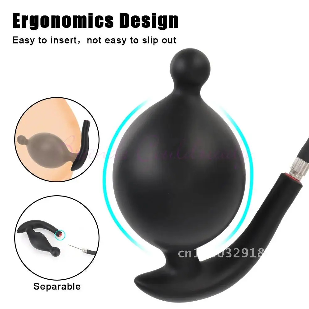 Double Layer Inflated Dildo Pump Silicone Anal Dilator Super Big Anus Butt Plug Prostate Massage Extender Dilatador Sex Toys