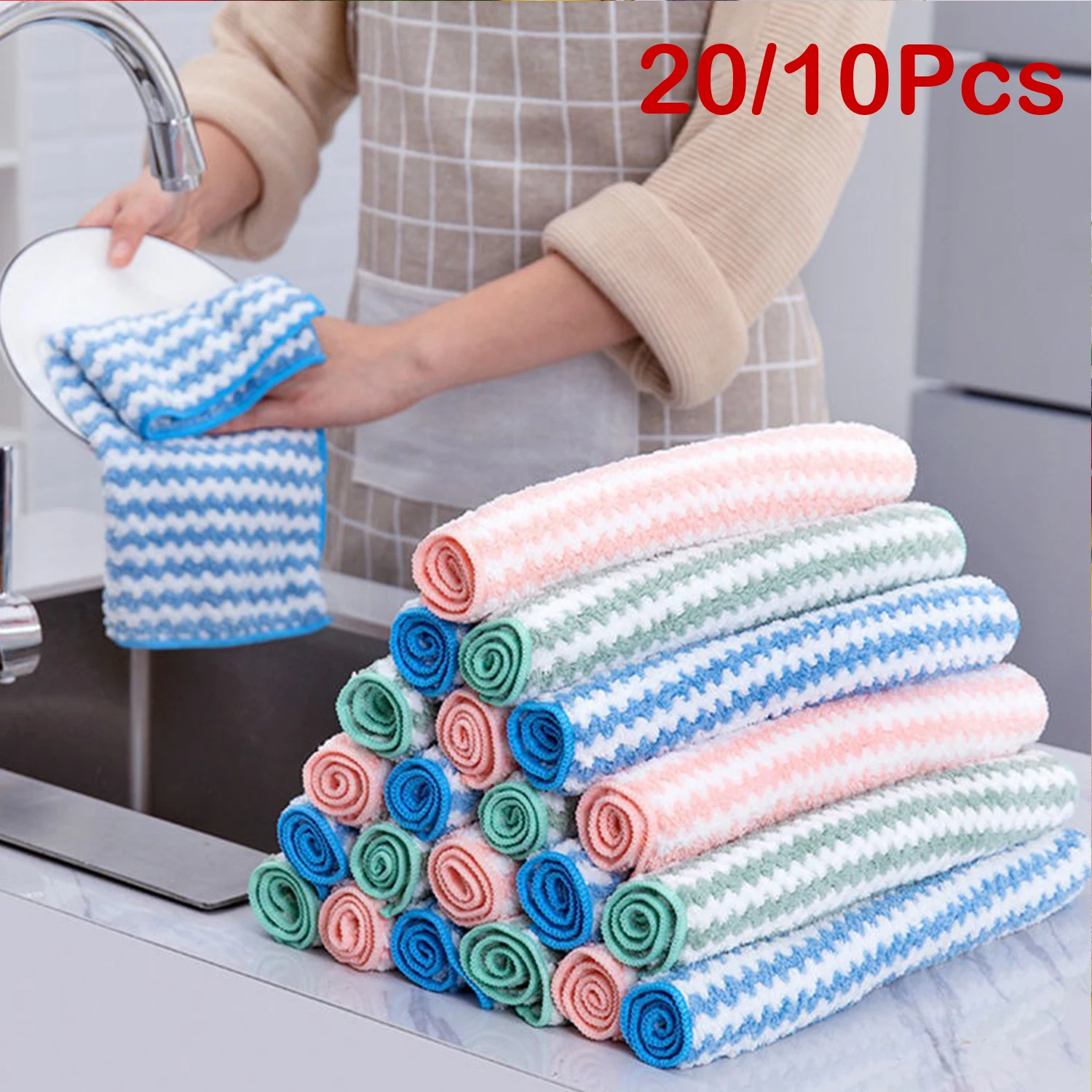 20/1pc 주방 청소 걸레 산호 양털 닦고 천 슈퍼 흡수성 수색 패드 건조 및 습식 주방 수건