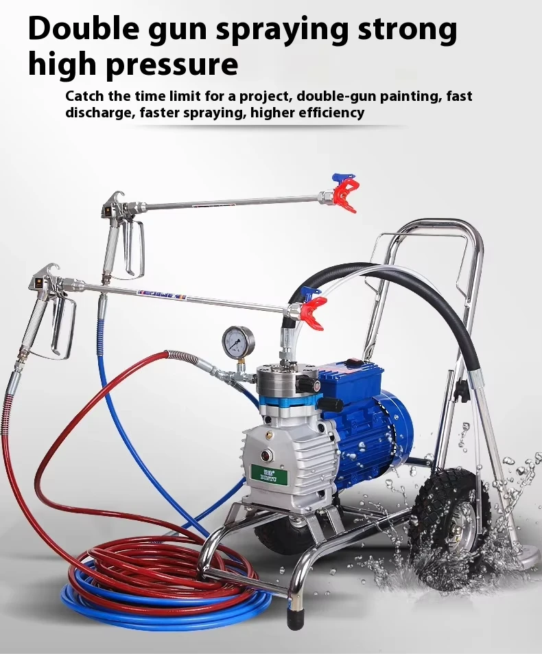 High Pressure Airless Paint Sprayer 3000-4000W Dual Gun Support Stainless Steel