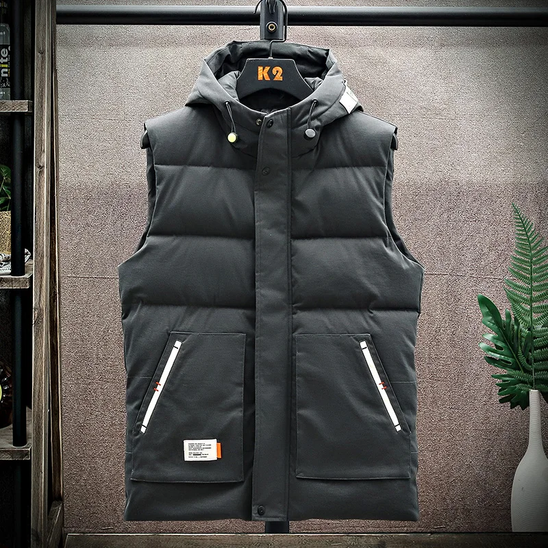 

Elena Store New Fashion Men Autumn and Winter Hooded Casual Stylish Waistcoat Brand High Quality Thicken Warm Vests Pure Colour