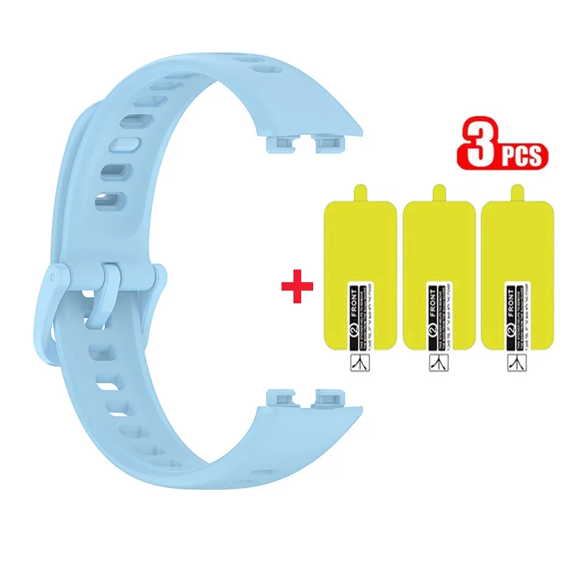 2-in-1 Silicone Strap Band with 3-Pack Anti-Scratch HD Screen Protectors