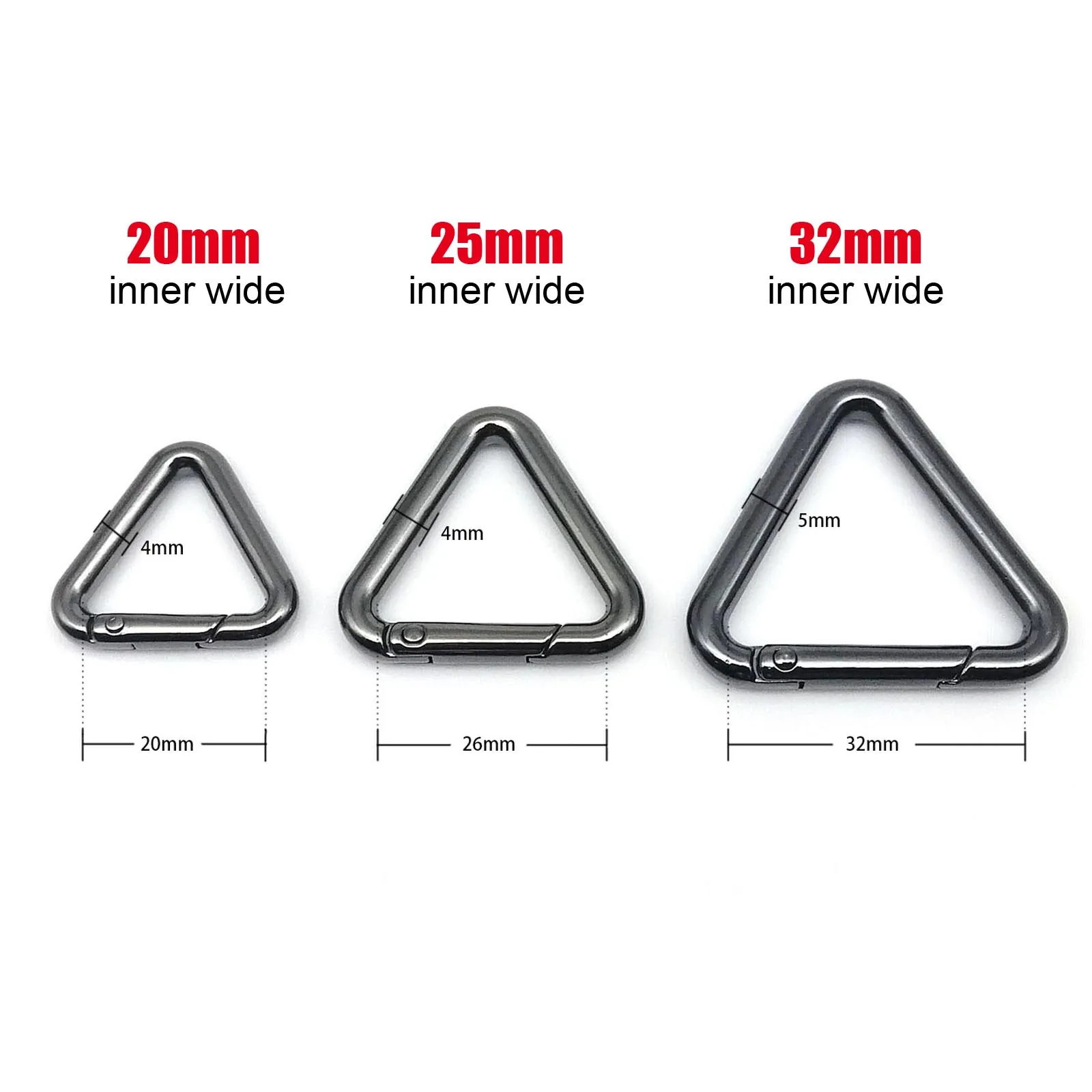 Spring Ring Clasp Triangle Spring Gate O Ring Openable Leather Bag Handbag Belt Strap Buckle Connect Keyring Pendant Key Chain Snap Clip DIY