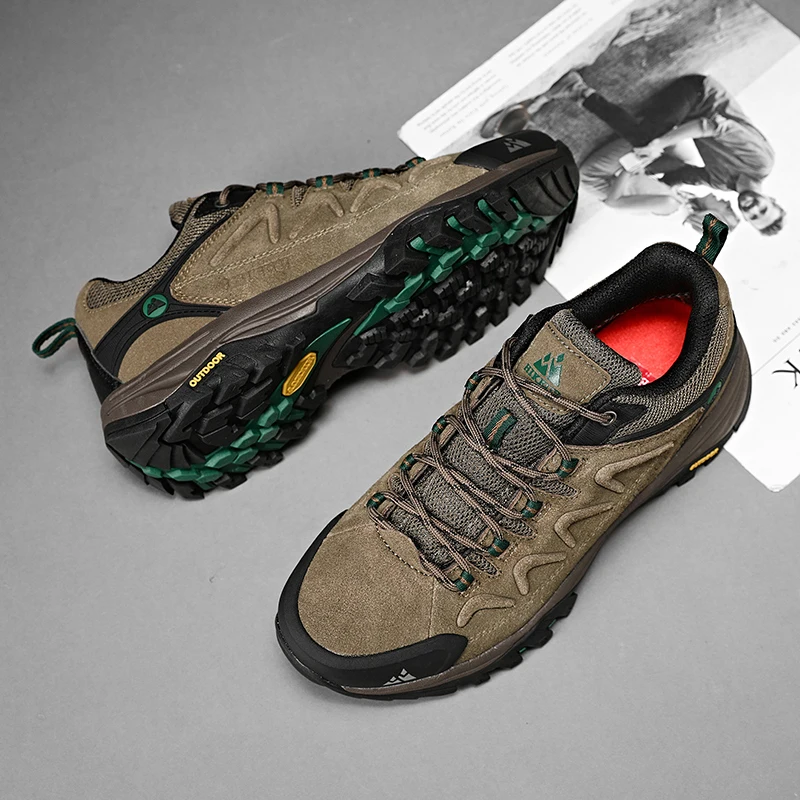 Leather Men's Outdoor Hiking Shoes Tourist Trekking Sneakers Mountain Climbing Trail Jogging Shoes For Men Factory Outlet,hiking shoes