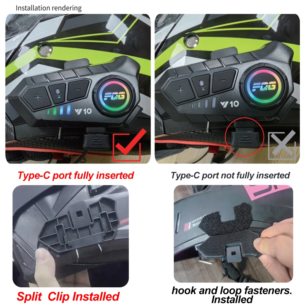 Bluetooth 5.3 Motorcycle Helmet Intercom Headset 6