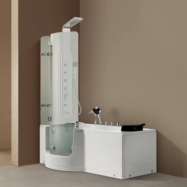 K-656 Walk-in Massage Tub With Glass Door, Freestanding Walk In Bathtub With Door, Whirlpool Bubble Corner Bathtub 6