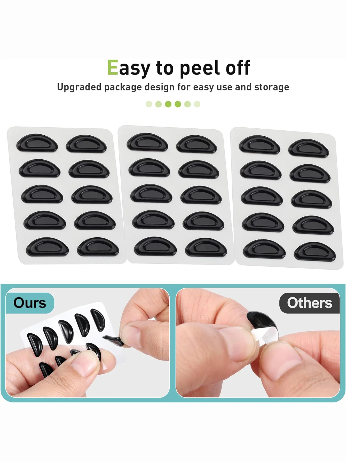 5pairs Eyeglasses Anti Slip Nose Pads Soft Silicone Adhesive Glasses Nose Pads for Plastic Frame Glasses Sunglasses(Black/White) 4