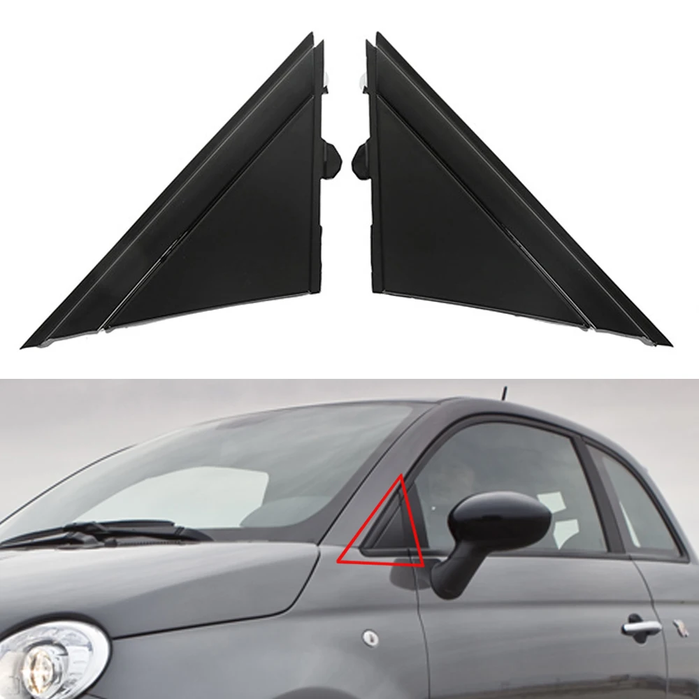

2pcs For Fiat 500 2012-2019 1SH16KX7AA 1SH17KX7AA Car Door Mirror Flag Cover Moldings Case Protector Left Right Matte Black