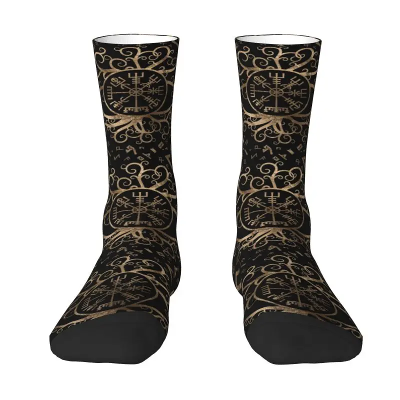 

Kawaii Printed Vegvisir Tree Of Life Yggdrasil And Runes Socks for Men Women Stretchy Summer Autumn Winter Vikings Crew Socks