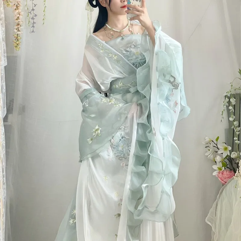 Wei Jin Southern and Northern Han Clothing Big Sleeve Waist-High Ruqun Women