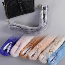 Plush Handbag Zipper Bag Belt Wide Faux Rabbit Fur Shoulder Strap All-match Soft Multi-colored Textured Stylish Bag Accessories