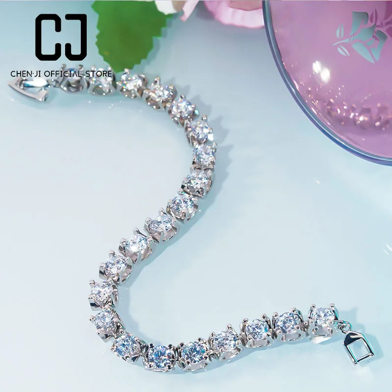 100% 925 Sterling Silver Platinum Plated Luxury Bracelet Bull Head Full High Carbon Diamond Bracelet Wedding Fine Jewelry 2023
