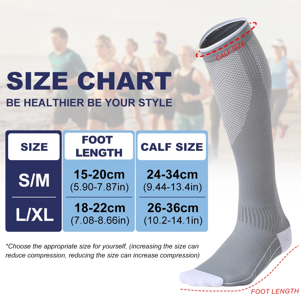 Unisex Graduated Compression Socks 20-30mmHg for Performance & Recovery