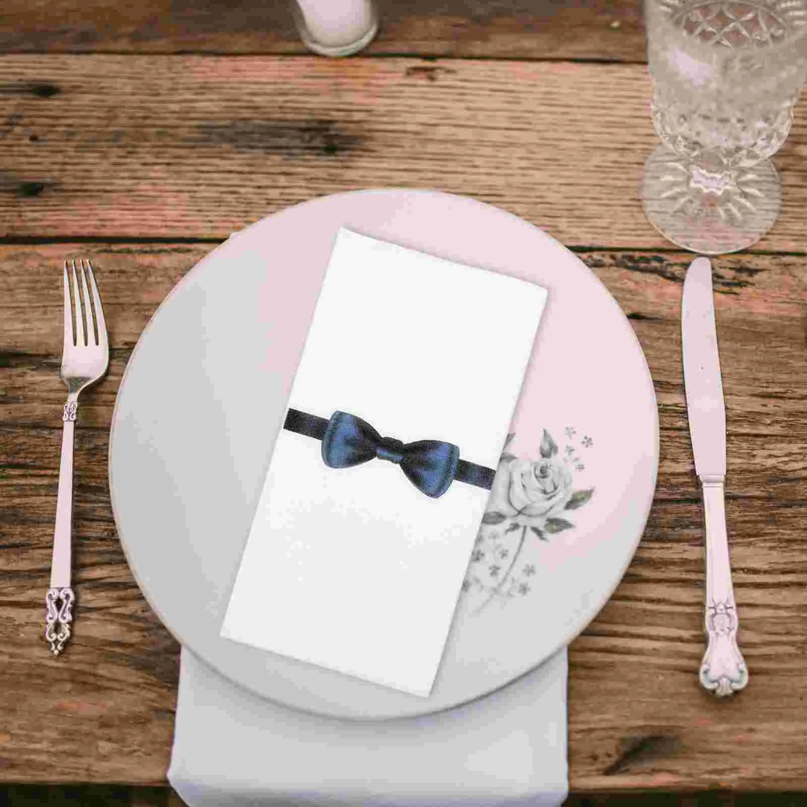 50 Pcs Knife and Fork Pad Napkin Wrapping Tableware Packing Napkins Bathroom Paper Towels Engagement Bow Tie