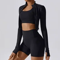 3PCS Yoga Set Women Workout Sets Sportswear Gym Clothing Fitness zipper Long Sleeve High Waist Leggings Sports Suits Yoga Suit - Image 5