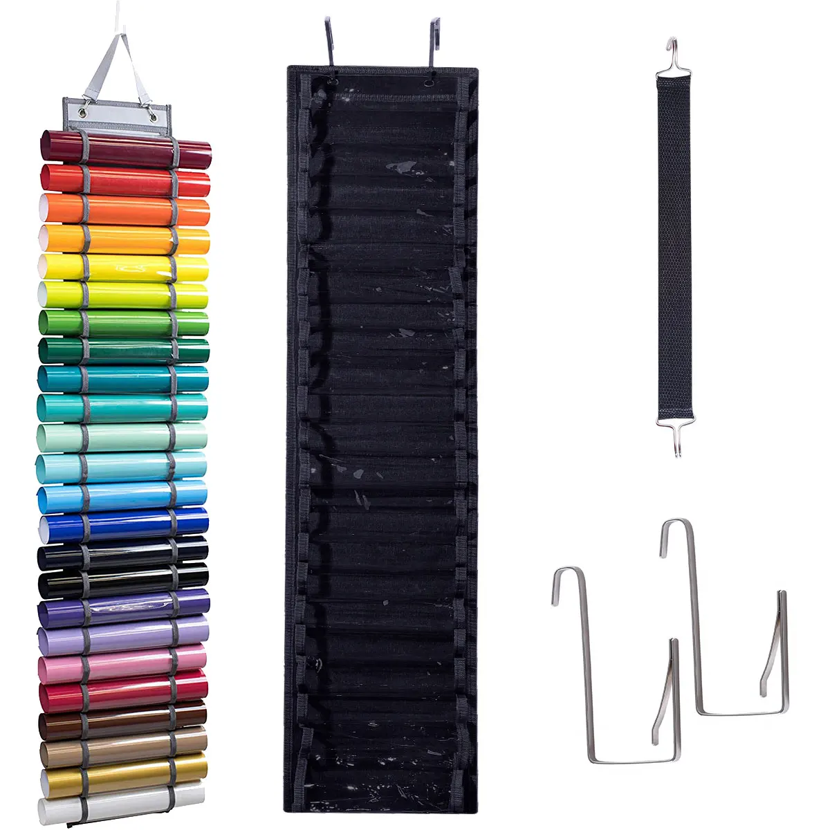 24 Compartments Vinyl Roll Storage Organizer for Hang Pocket Behind The  Door Room For Cricut Heat Transfer Film Accessories - AliExpress