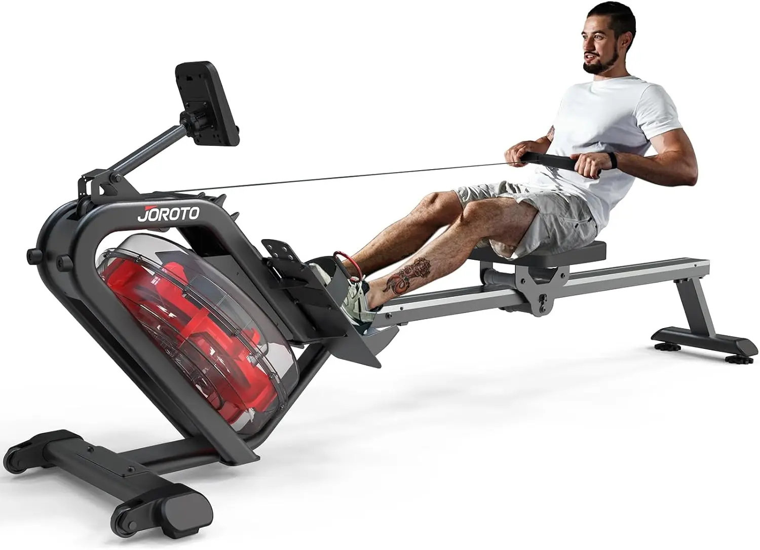 Water Rowing Machine for Home Use, 50&deg;Incline Enhanced Resistance Rower 330 Lbs Weight Capacity with Bluetooth Connection