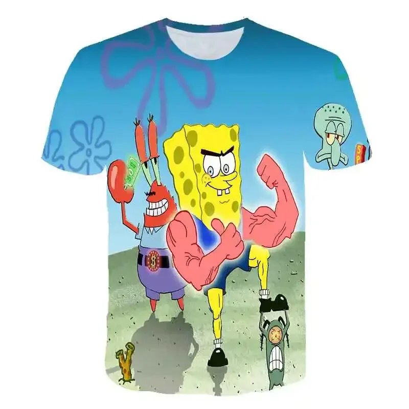 spongebob 3D printed children&rsquo;s T-shirts Clothes boys Girls Cartoon T Shirts Costumes Leisure Tee Tops Clothing 4-14 Years Old