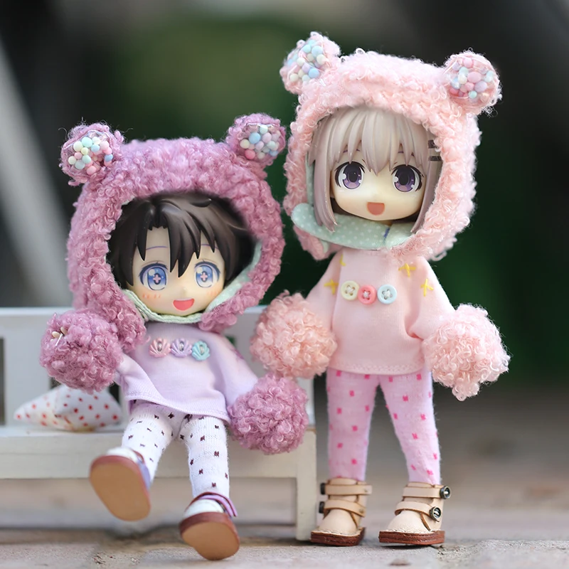 New Cute Bear Doll Clothes Hat+Coat+Pants Macaron Color Dolls Clothing For Ob11,Obitsu 11,Molly, Gsc, Ymy Dolls 1/12 Bjd Dolls