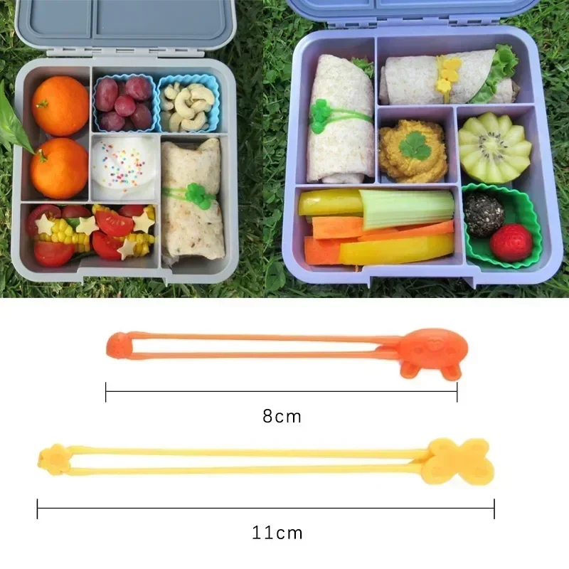 Food Picks Lunch Bento Box Accessories Fruit Food Picks Silicone Cups Lunch Box Dividers and Multi-Purpose Silicone Wrap Bands for Kids