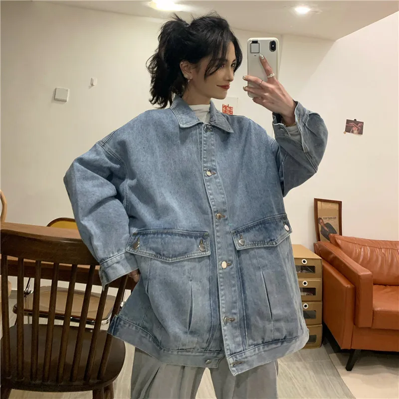 

2022 New Coat Women's Seasonal Loose Student Workwear Denim Jacket Free Shipping