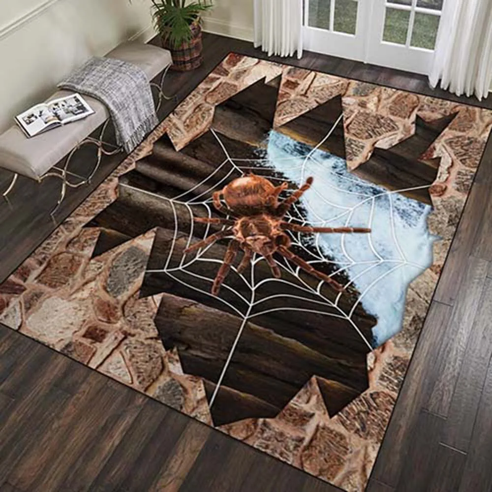 

3D Scary Spider Trap Visual Carpet Home Doormat Trap Mat Bedroom Bedside Carpet Living Room FloorMat Halloween Funny Decoration