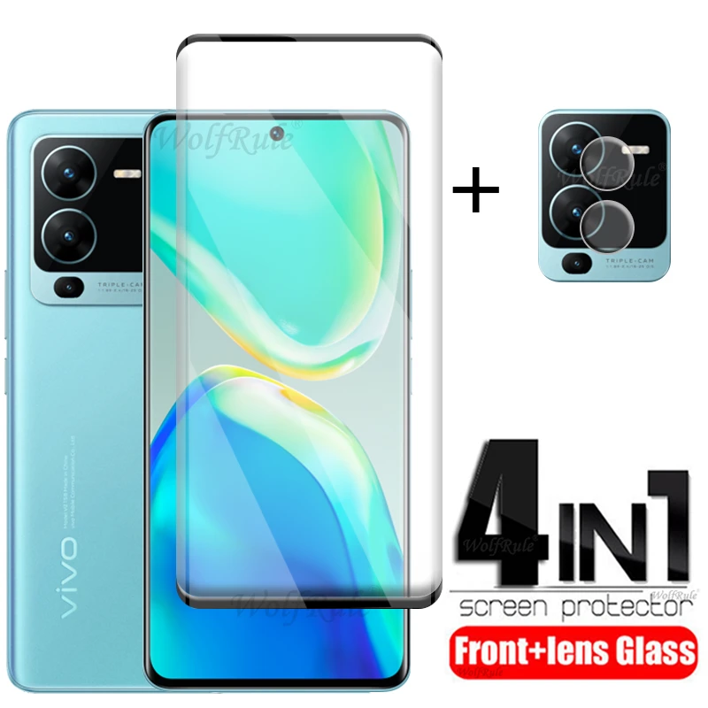 

4-in-1 For Vivo V25 Pro Glass For Vivo V25 Pro Tempered Glass 9H Full Curved Film Screen Protetor For Vivo V25 Pro Lens Film