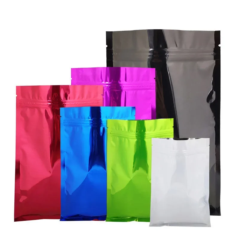 6 sizes 10 colours 100pcs Heat Seal Aluminum Foil Ziplock Bags Flat Zip Lock Package Bag Retail Plastic Foil Zip Bags Reclosable