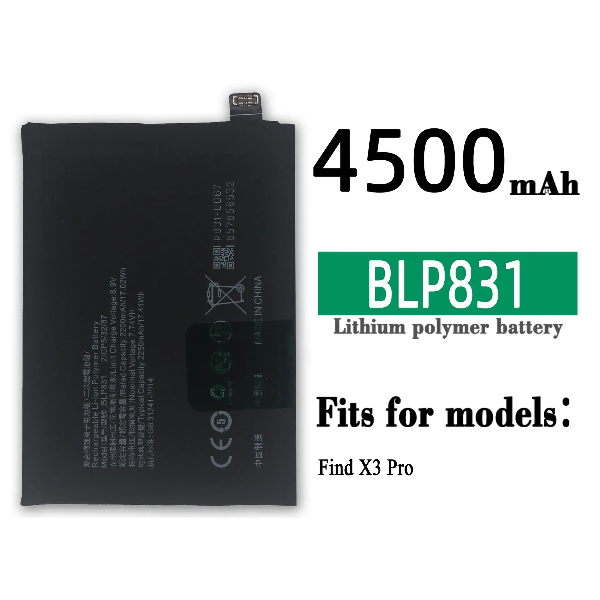 

High Quality Replacement Battery For OPPO Find X3 Pro BLP831 4500mAh Mobile Phone Large Capacity New Batteries