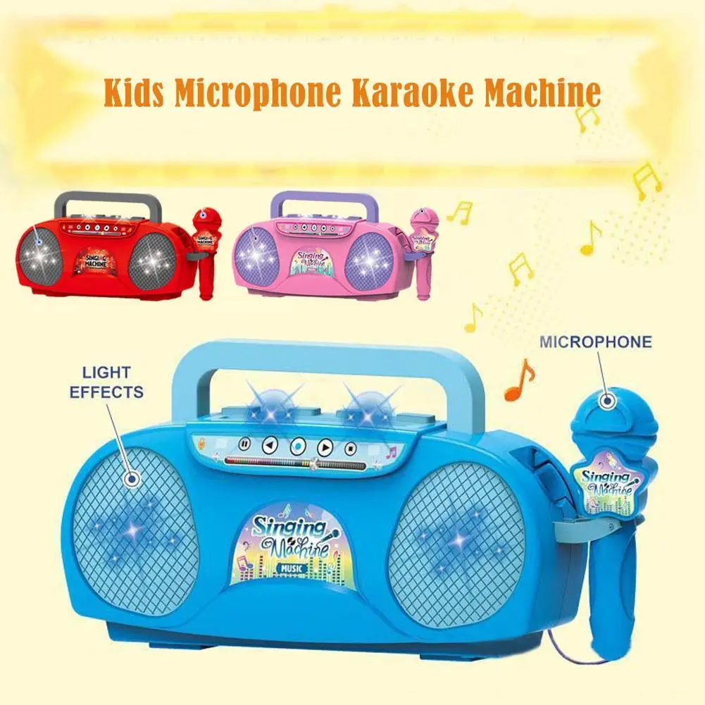 

Kids Microphone Karaoke Radio Machine Music Instrument Toys With Lights Indoor Outdoor Travel Educational Toy Gift For Girl Boys