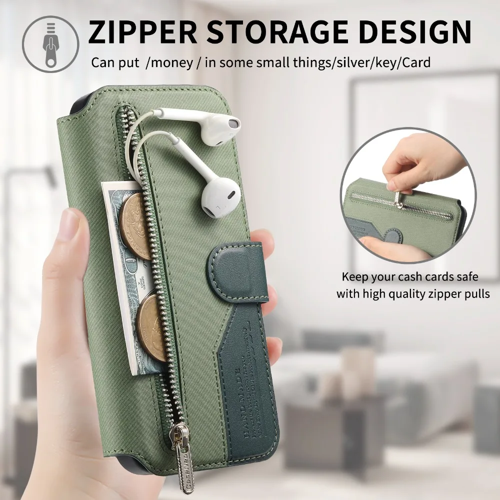 Luxury Flip Case - Detachable 2-in-1 Zipper Wallet Cover