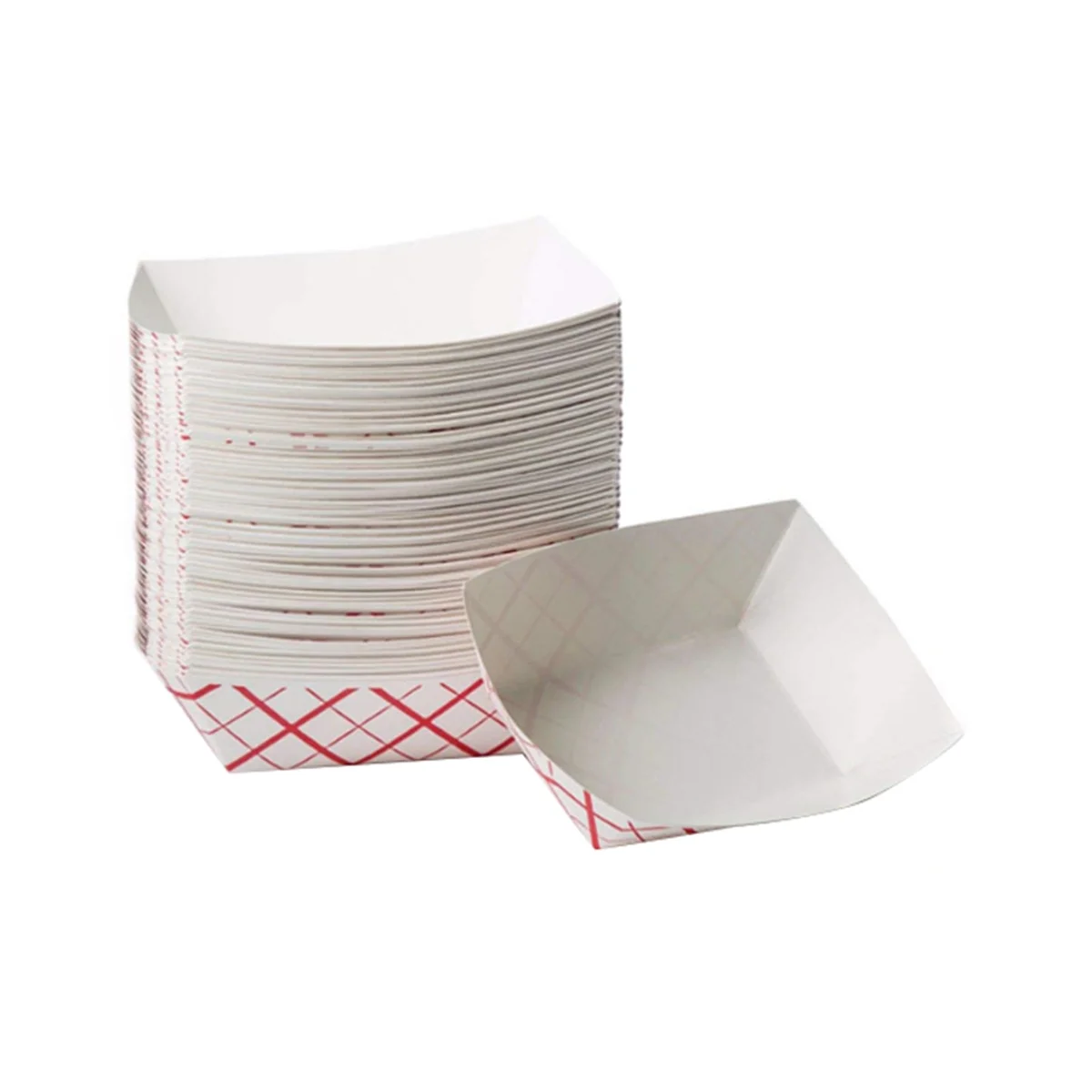 

100 шт. бумажные поддоны для пищевых продуктов одноразовые-красные и белые клетчатые герметичные бумажные лодки для еды-бумажные лотки для еды