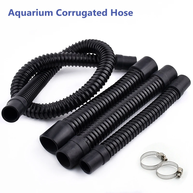 Aquarium Corrugated Pipe I.D 20/25/32/40/50mm Length 0.3~1.5M Durable Fish Tank Inlet Outlet Joint Aquarium Water Pipe Supplies aquarium water pipe