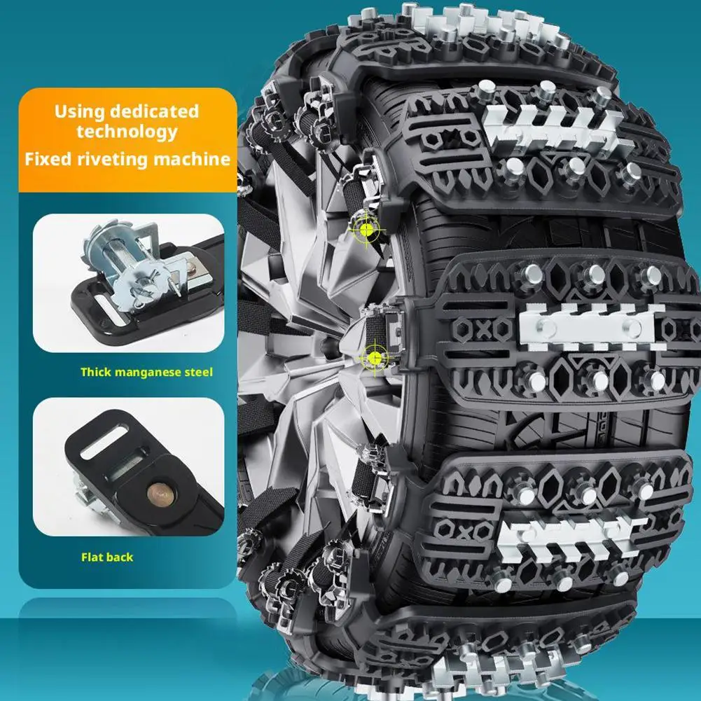 8PCS/Set Winter Car Snow Tire Anti-Skid Wheel Chains Belt Strap Adjustable Vehicle Auto Anti Slip Tyre Chains For Mud Snow