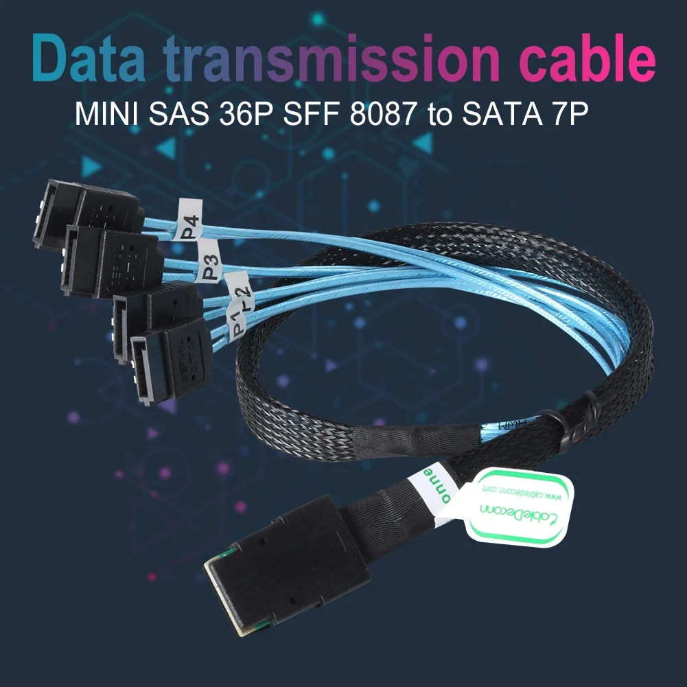 Internal Cable Mini SAS SFF-8087 36P Host to 4 SATA 7P Target Forward Breakout for Office Caring Computer Supplies