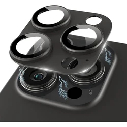 Premium Titanium Black Tempered Glass Full - Coverage Metal Camera Lens Protector (For iPhone 17)