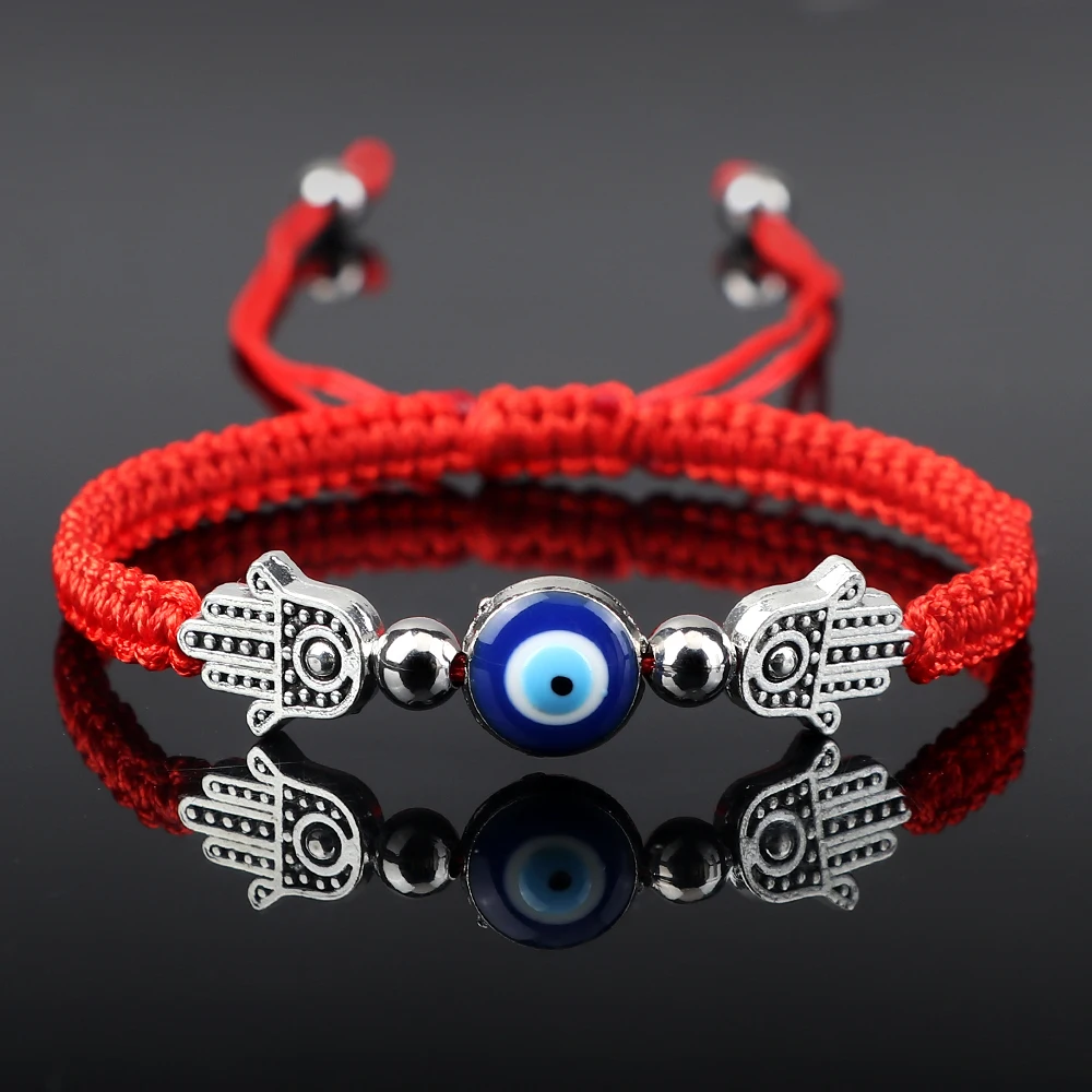 Turkish Evil Eye Braided Bracelet Red Nylon Thread Elephant Hand of Fatima Charm Couple Bracelet&Bangle Chain Pulsera Jewelry 3