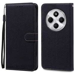 Luxurious Soft Silicone PU Leather Wallet Flip Case with Stand and Book Cover Design for Redmi 14C 4G (Black)